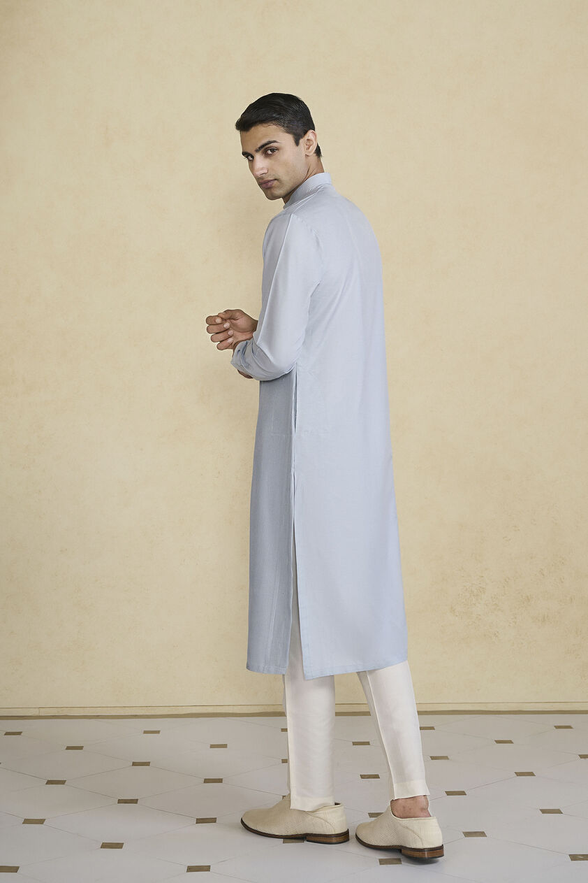 Samit Silk Kurta - Grey, Grey, image 2